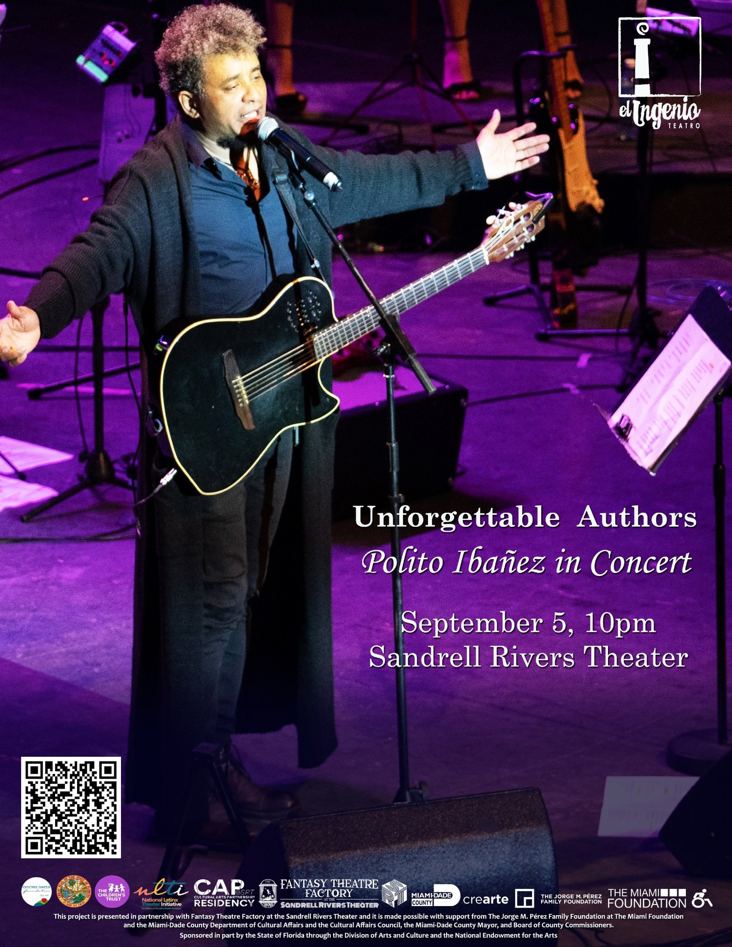 El trovador cubano Polito Ibáñez en concierto en el Sandrell Rivers Theater